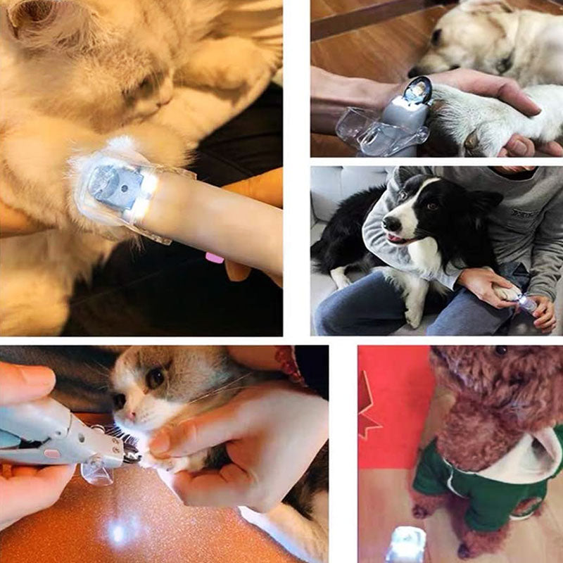 All-in-one pet nail clipper with LED light & quick sensor. Ensures safe, easy grooming for dog & cat paw care.