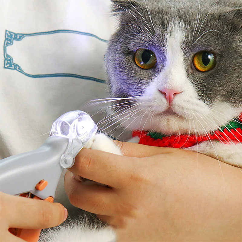 Safe pet nail clippers with LED light & quick sensor. Perfect for dog & cat grooming, preventing over-cutting.