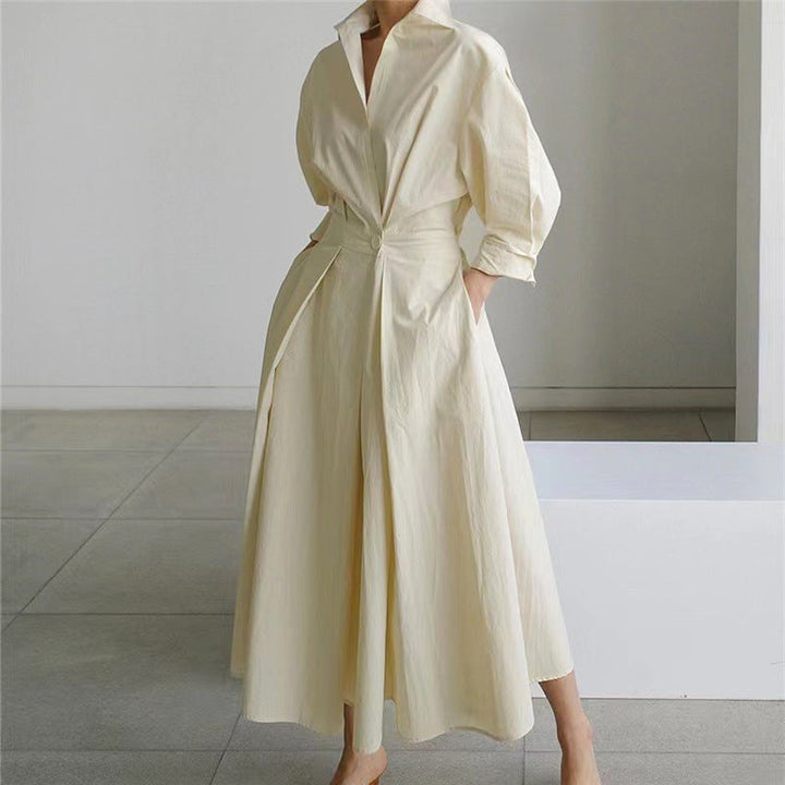 Modern classic: women's elegant collared wrap maxi dress, blending style for evening & party wear.