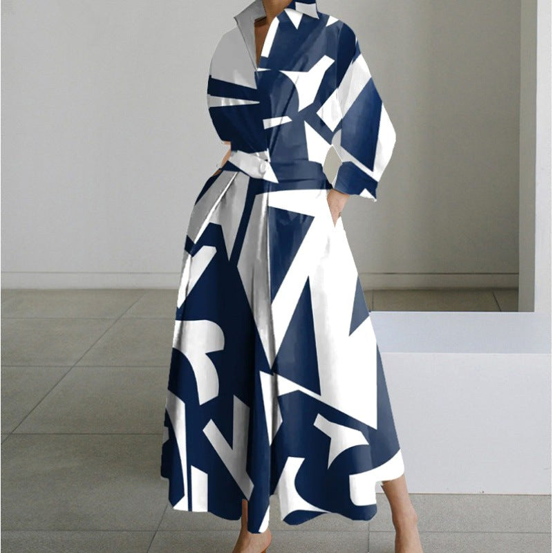 Chic women's party dress featuring a collared wrap maxi design, perfect for sophisticated gatherings.