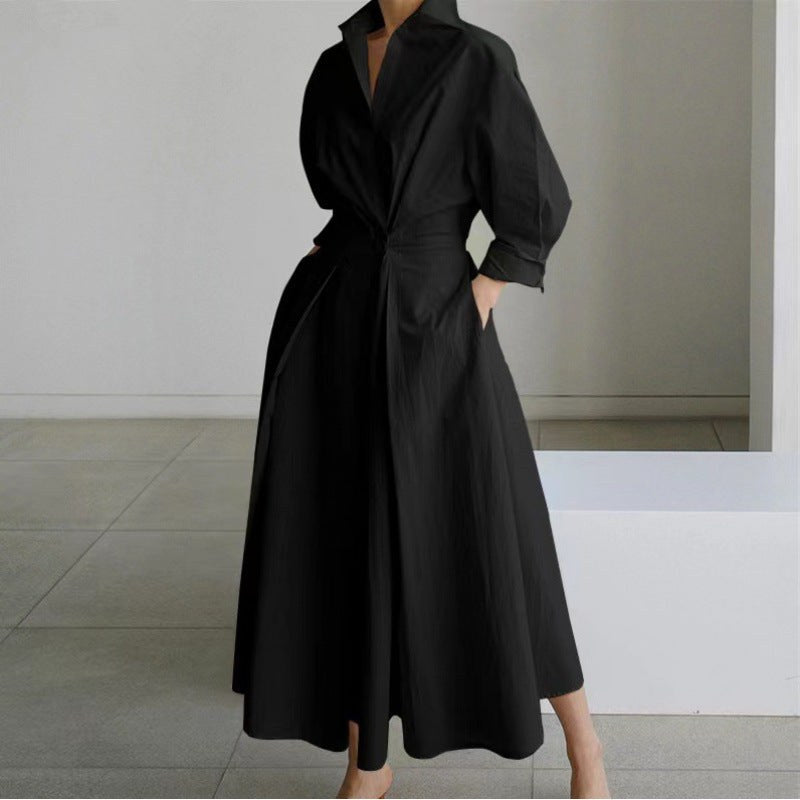 Casual chic women's collared wrap maxi dress, great for versatile styling from day to evening.