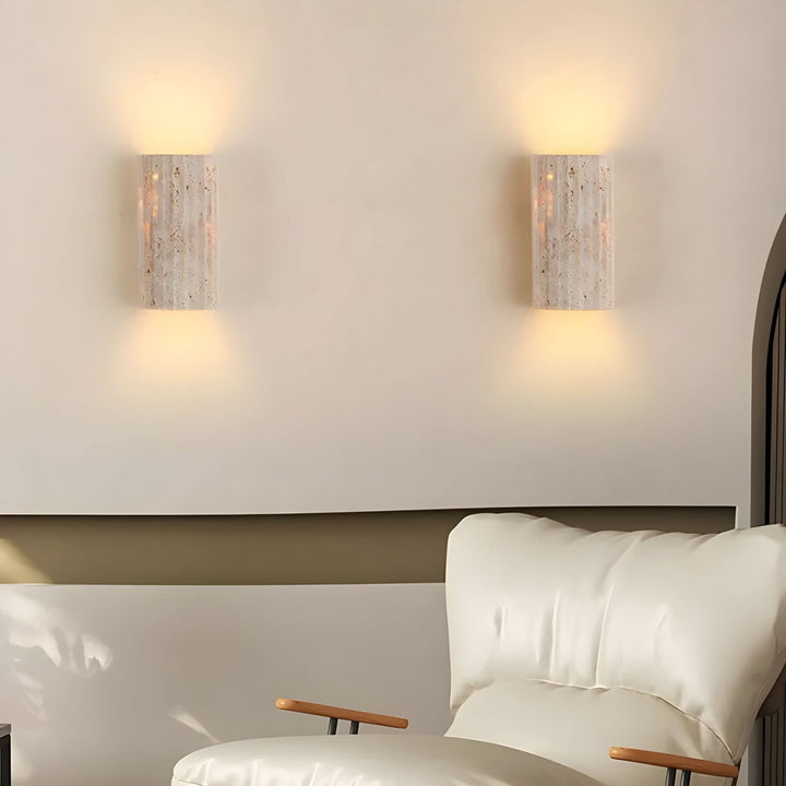 Elegant natural stone LED wall sconce light, modern interior accent lighting for home decor.