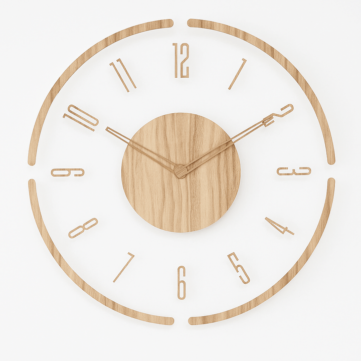 Eco-friendly natural wood wall clock, silent Scandinavian design, timeless minimalist decor for a peaceful home accent.