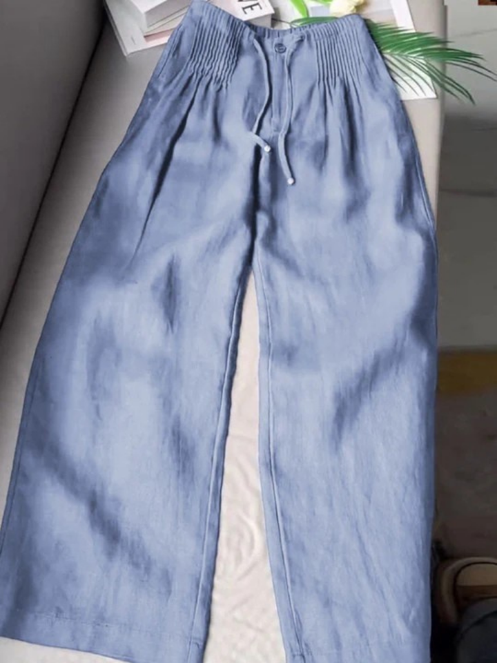 Chic women's wide leg drawstring pants, flowy and comfortable for effortless summer style.