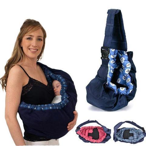 Newborn baby sling carrier, comfortable and adjustable for hands-free carrying.
