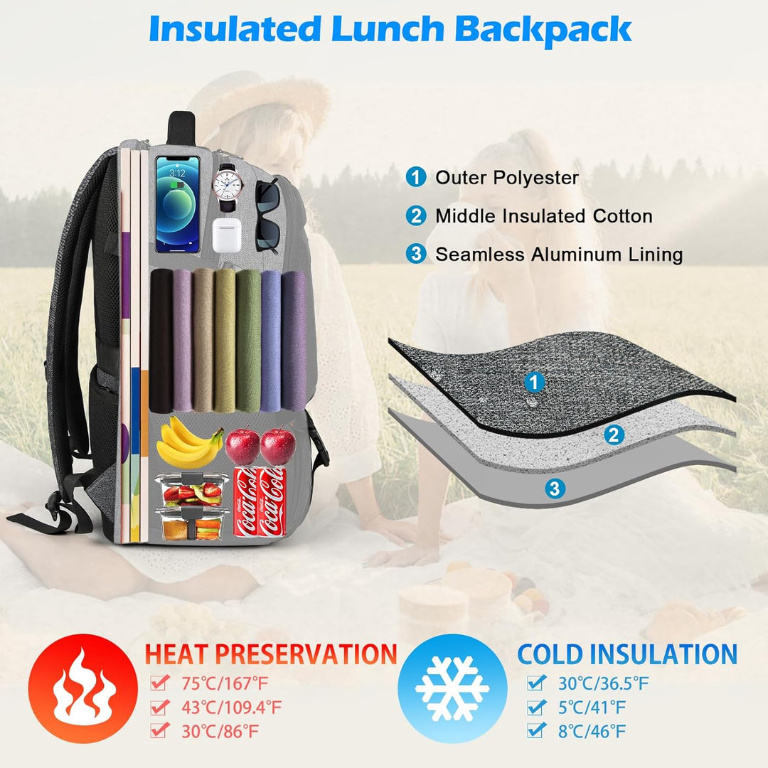 Durable commuter backpack for laptop, lunch & essentials, with integrated USB charging port for on-the-go power.