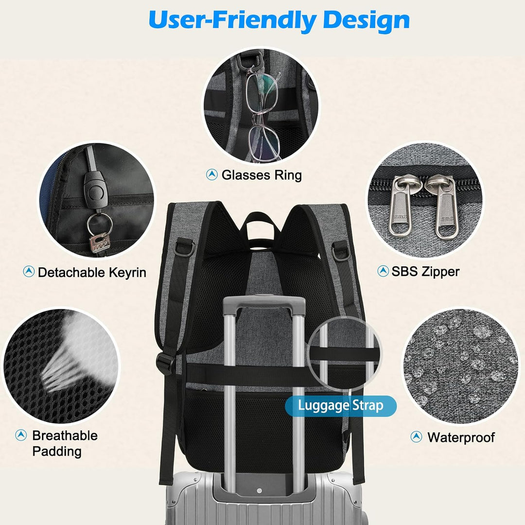 Stylish work & school backpack, featuring a laptop sleeve, insulated lunch compartment & convenient USB port.