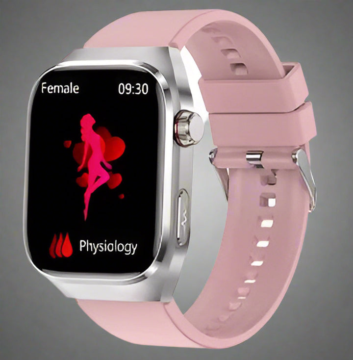 Smartwatch for blood sugar, ECG, uric acid, and heart rate tracking; unisex design.