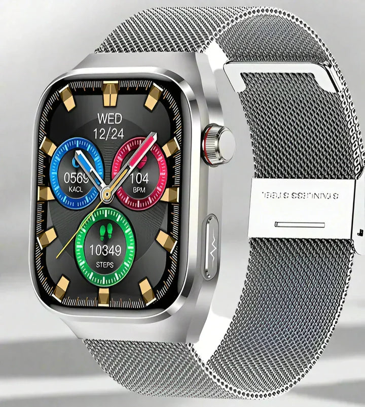 Unisex smart watch for blood sugar, ECG, and heart rate tracking. A comprehensive health monitor.