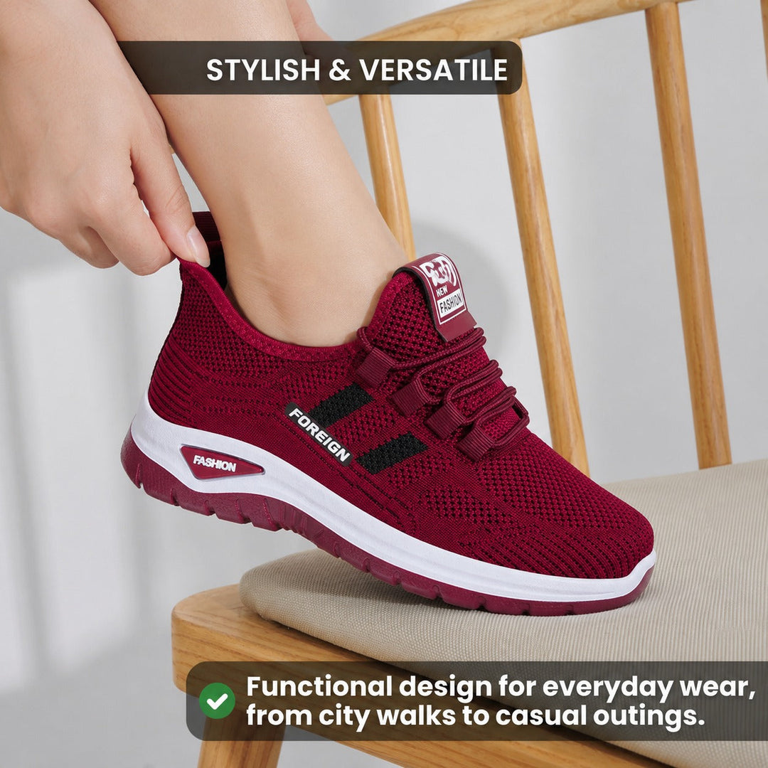 Women's casual walking shoes, featuring anti-slip sole & lightweight construction.