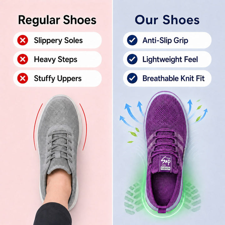 Ergonomic women's comfort shoes, lightweight with an anti-slip sole for secure walking.