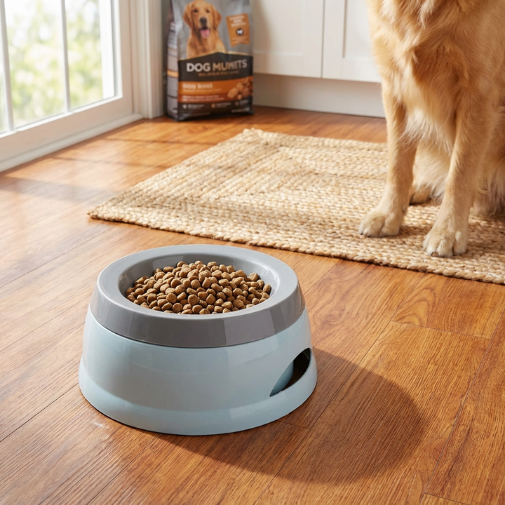 Portable no-spill dog water bowl, ideal for car travel. Floating design reduces mess, anti-slip base for stability.