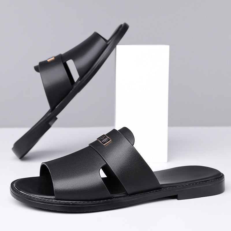 Warm weather men's open toe slip-on sandals, ultimate comfort slides for indoor & outdoor.