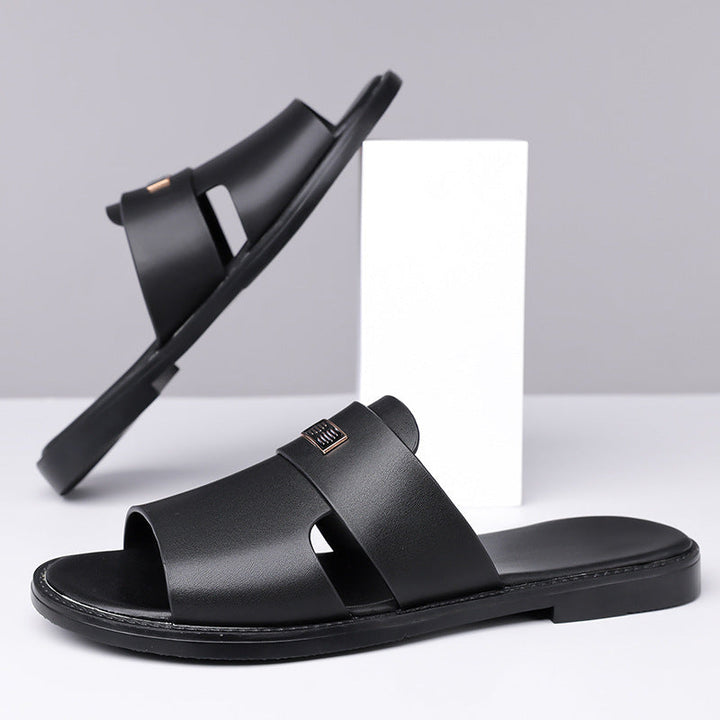 Warm weather men's open toe slip-on sandals, ultimate comfort slides for indoor & outdoor.