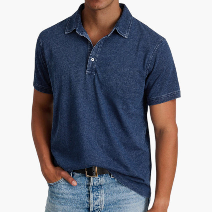Stylish men's short sleeve polo, washed finish, ideal for comfortable casual and summer outfits.