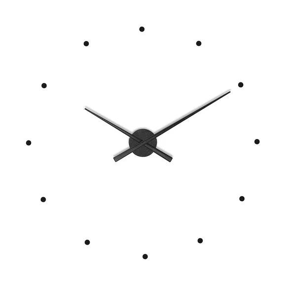 Large contemporary wall clock, elegant black finish, ideal for modern home decor, living room, or office. Stylish decorative timepiece.