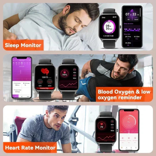 Unisex smartwatch with non-invasive glucose monitoring, heart rate, & sleep tracker. Essential wearable for wellness.