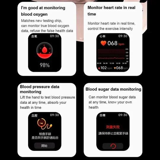 Wearable tech: unisex smartwatch with accurate non-invasive glucose monitoring, heart rate, and smart notifications.
