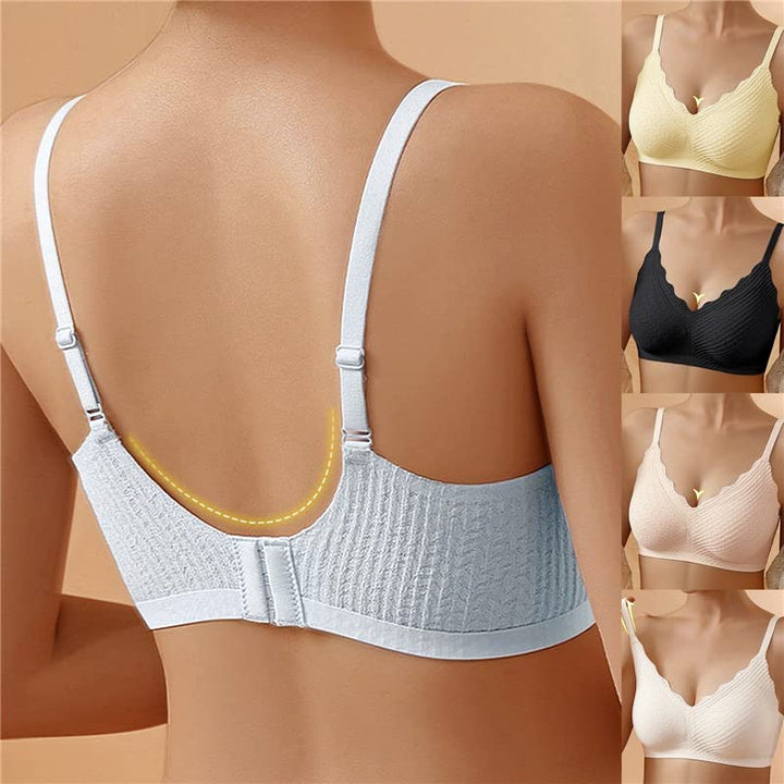 Comfortable women's wireless loungewear bra. Non-padded, soft support for a natural shape, perfect for relaxation.