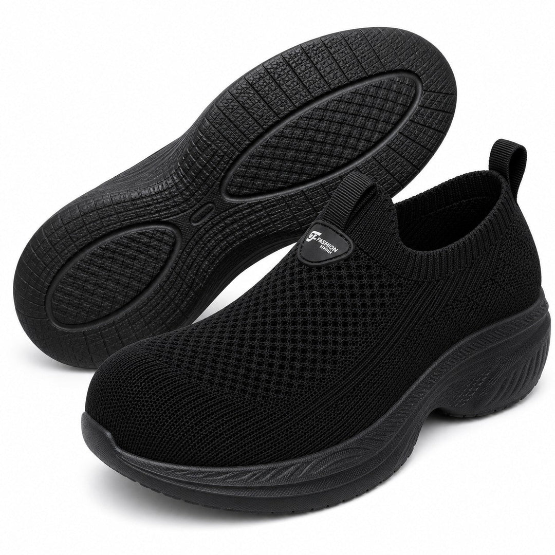 Comfortable women's wide toe slip-on shoes for pain-free walking.