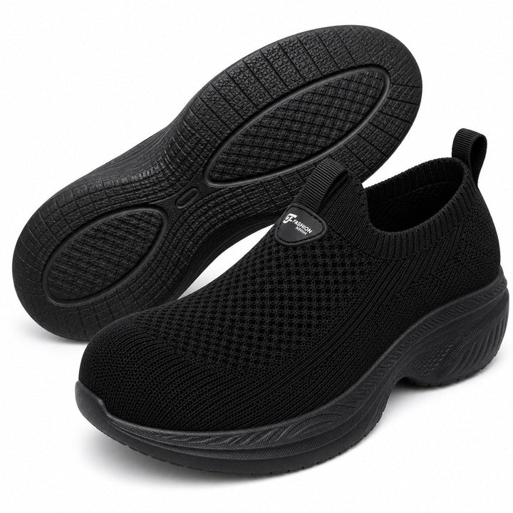 Comfortable women's wide toe slip-on shoes for pain-free walking.
