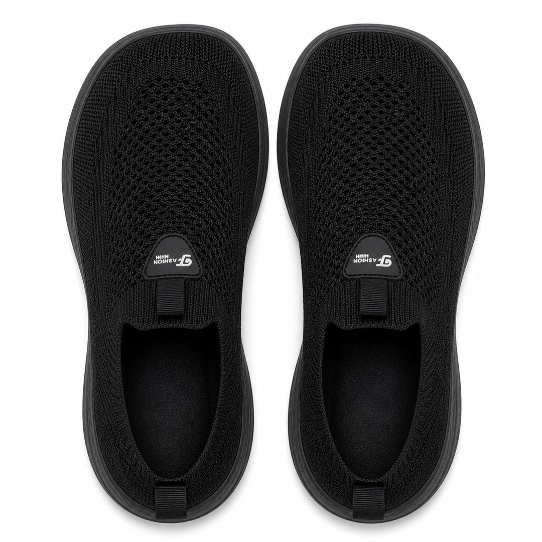 Flexible women's wide toe slip-on shoes in navy for all-day comfort.