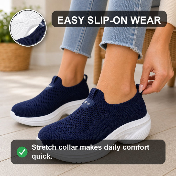 Casual light blue women's wide toe comfort slip-on footwear for easy everyday wear.