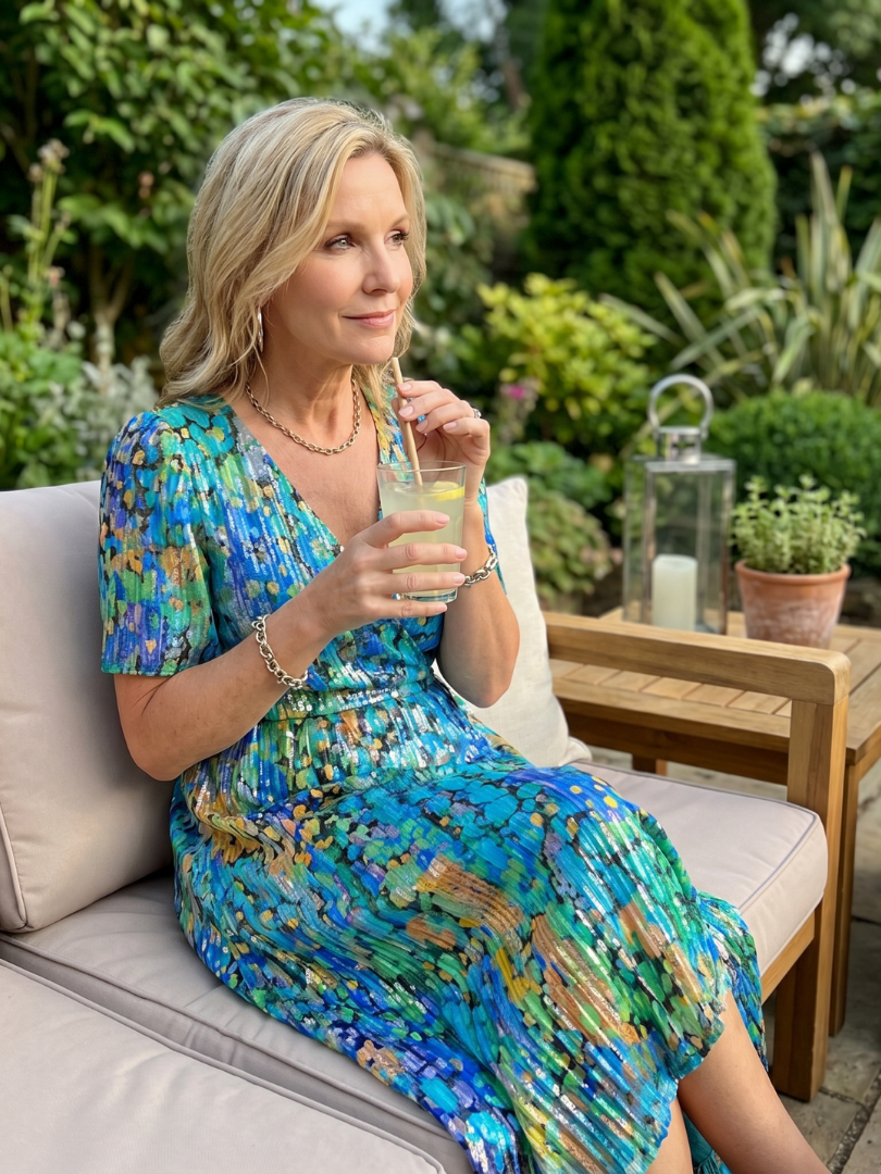 Elegant women's floral wrap midi dress with flutter sleeves and a stylish asymmetric hem.