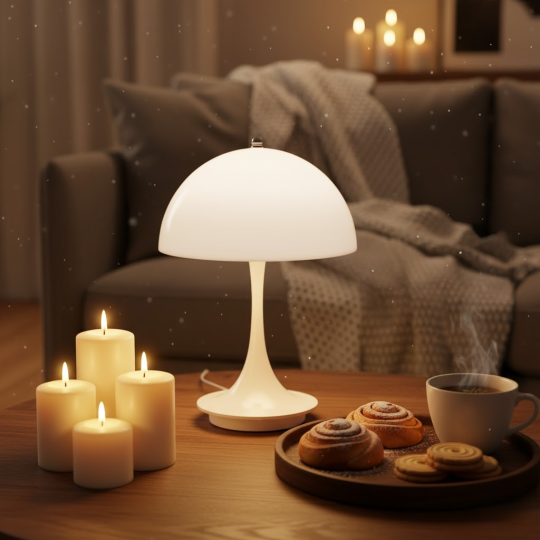 Portable LED lamp for outdoor dining or bedroom, dimmable for perfect mood.