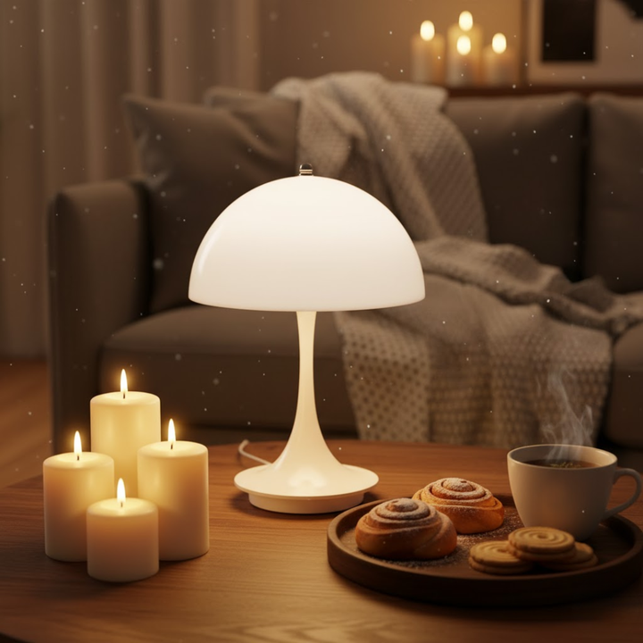 Portable LED lamp for outdoor dining or bedroom, dimmable for perfect mood.