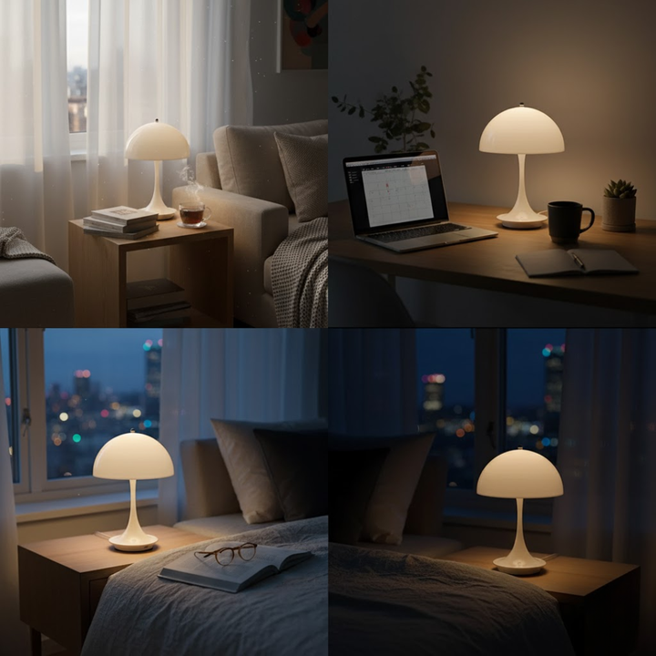 Dimmable LED table lamp, sleek design with portable and rechargeable features.