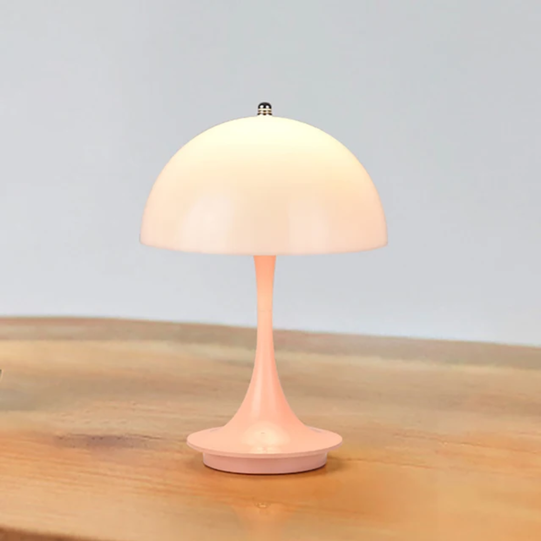 Rechargeable LED bedroom lamp, offering dimmable & portable convenience.