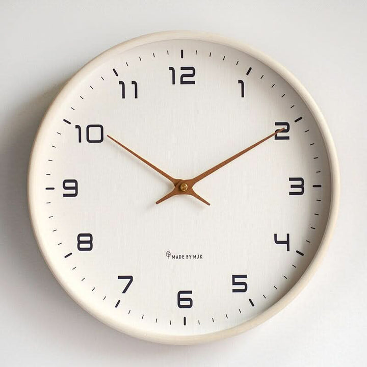 Elegant silent wooden wall clock featuring natural wood and a sleek design for home or office.