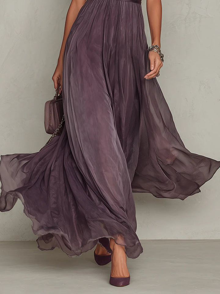 Octaviana | Women's Short Sleeve Keyhole Maxi Dress - Purple - Image 5