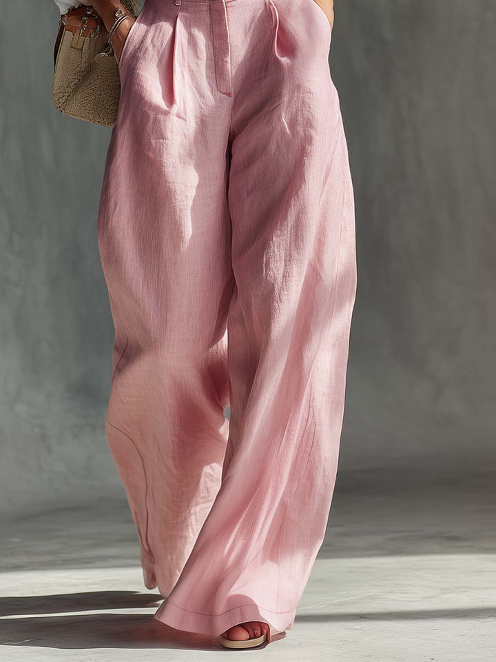 Elegant women's high waist wide leg pants with suspenders, a chic and comfortable choice for any occasion.