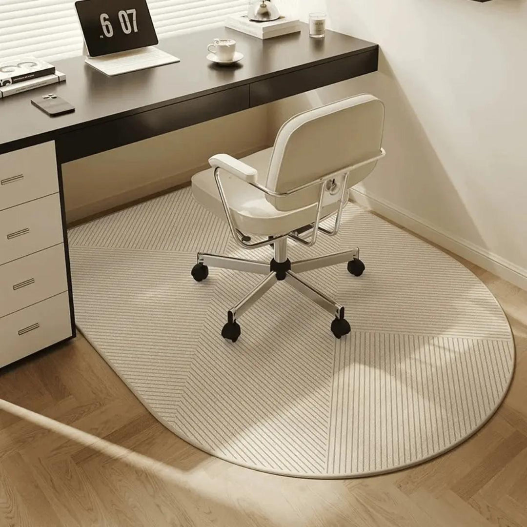 Clear carpet mat for office chairs, preventing wear and tear on carpets.