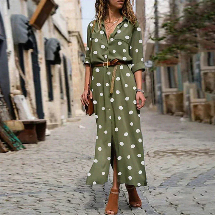 Women's Polka Dot Wide-Leg Jumpsuit with Belt