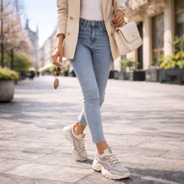 Ondine | Women's Breathable Mesh Walking Sneakers - Beige - Image 11