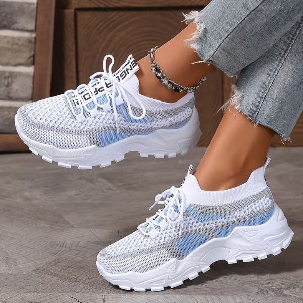 Ondine | Women's Breathable Mesh Walking Sneakers - Beige - Image 9