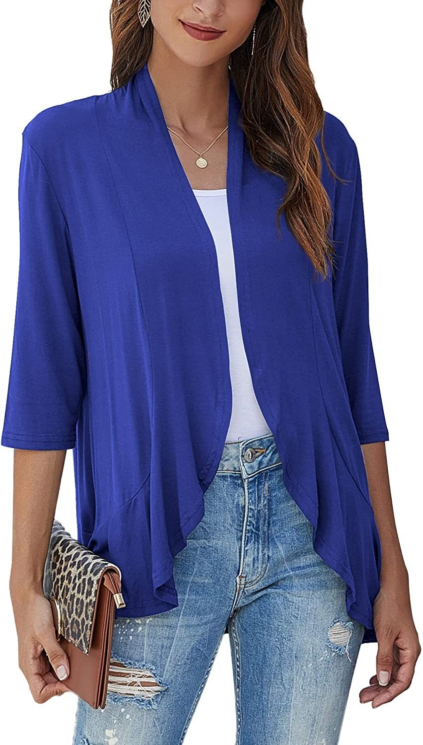 Flowing draped open front cardigan for women, a chic & lightweight sweater for casual fashion.