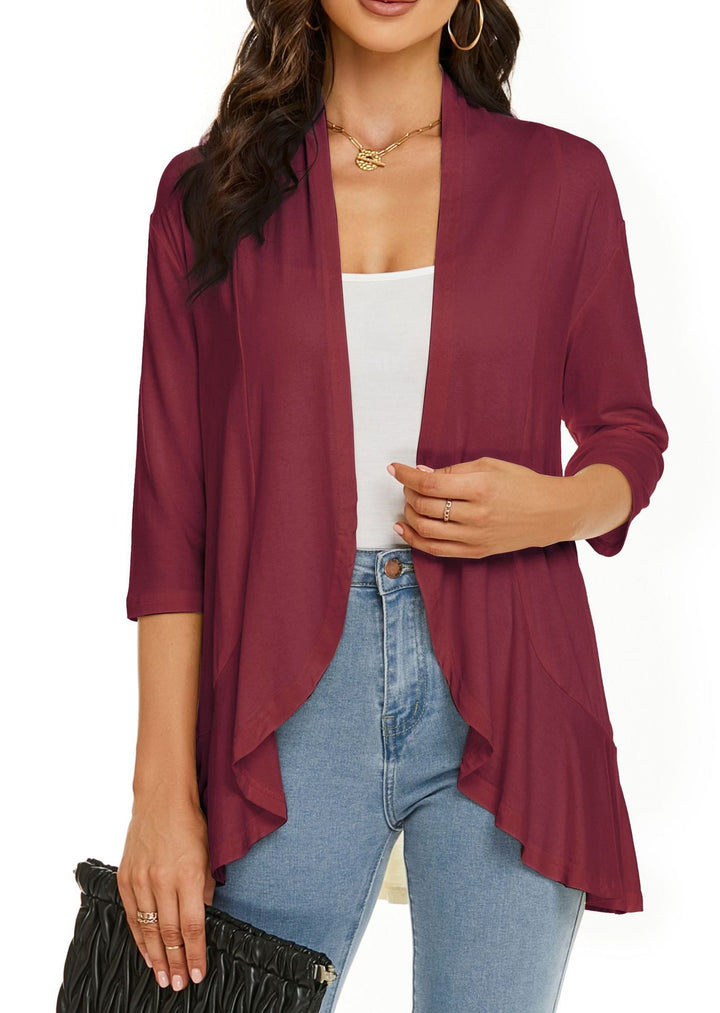 Versatile women's flowy draped cardigan, a lightweight open front sweater for any occasion.