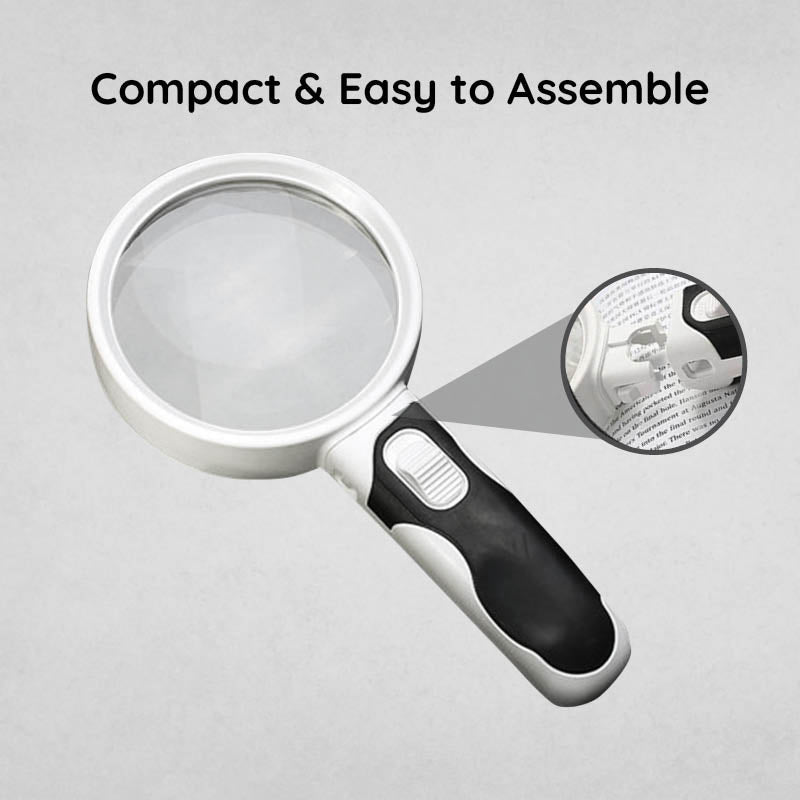 Universal LED magnifier with bright light for clear reading, excellent low vision support.