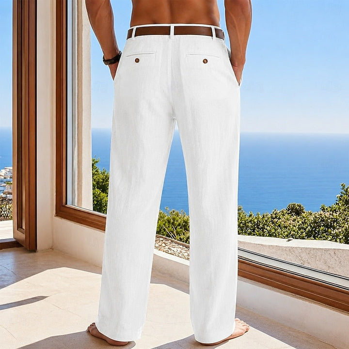 Relaxed fit men's summer pants, comfortable & lightweight for warm weather casual wear.