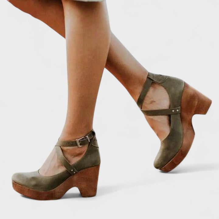 Women wearing Orsola comfort high heel sandals, demonstrating stylish and supportive footwear.