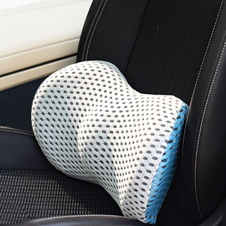 Ergonomic memory foam lumbar support cushion for office chair back pain relief & posture correction.