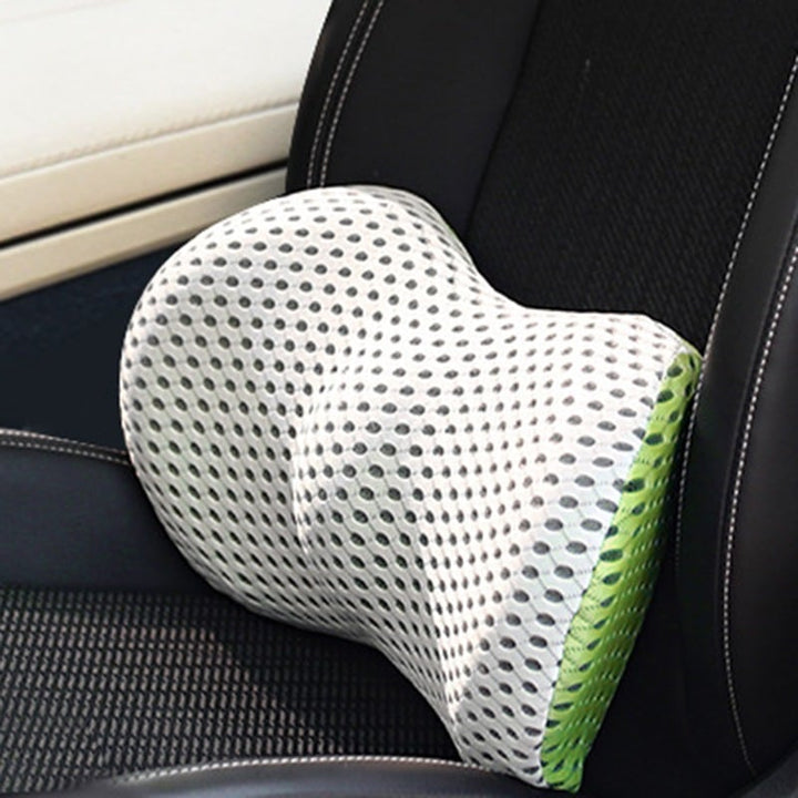 Improve posture with this ergonomic lumbar support cushion, perfect for long hours in office or car.