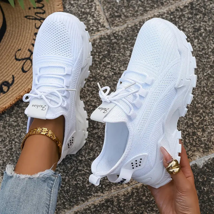 Stylish women's orthopedic sneakers, wide fit, superior arch support for active walking.