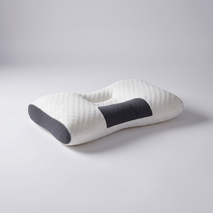 Unisex orthopedic contour neck pillow for neck pain relief, offering cervical support & sleep comfort.