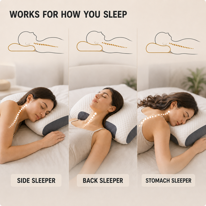 Unisex contour neck pillow for ultimate sleep comfort, providing essential cervical support & pain relief.
