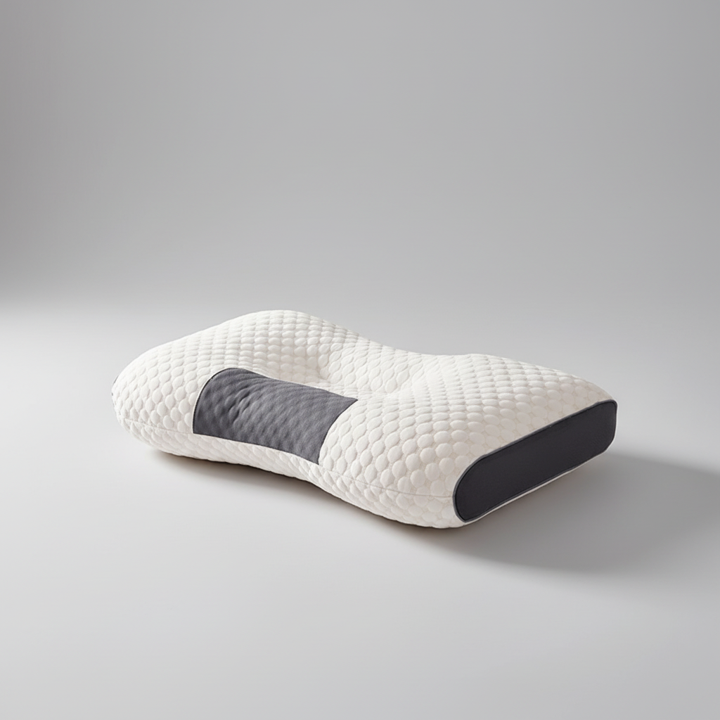 Innovative sleep aid pillow: orthopedic contour for neck pain relief, ensuring deep, restful sleep comfort.